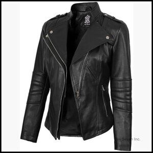 Real Lambskin Leather Jacket Asymmetrical Biker Style